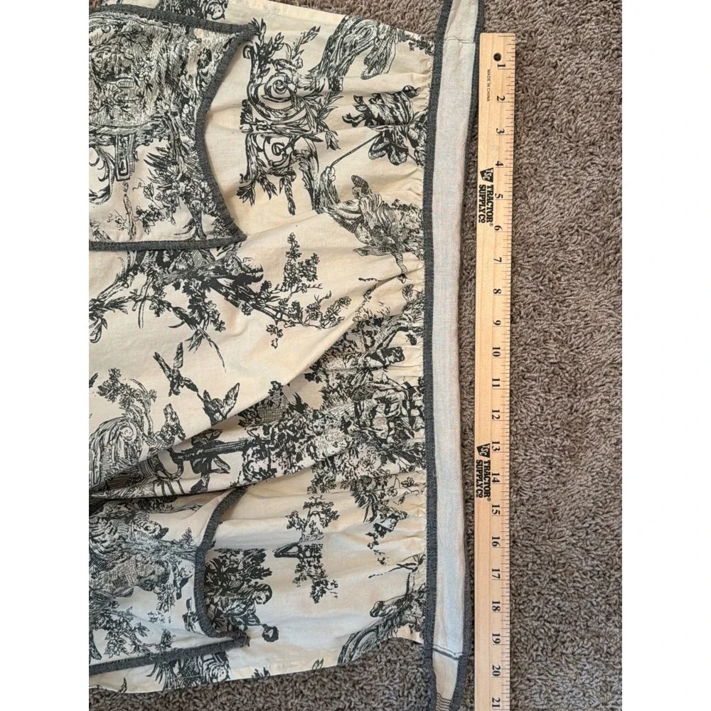 Sur La Table Cotton Apron Toile de Jouy Striped French Country Cream Charcoal
